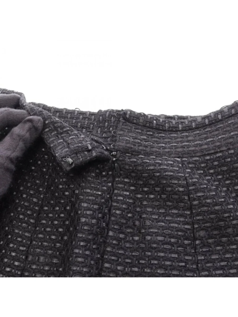 Chanel Skirt CC Logo Button Tweed Cotton